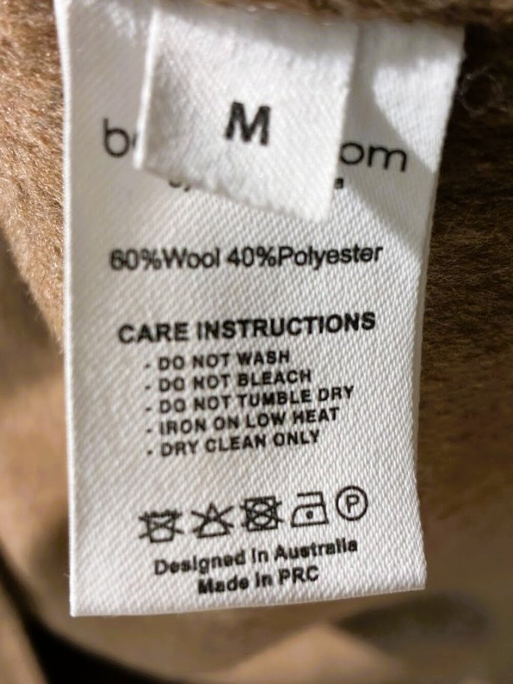 Belle & Bloom Camel Wool Blend Snap Front Coat Tan Jacket Minimalist Women's M - Picture 8 of 9